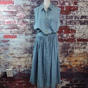 Eddie Bauer Button Front Denim Shirt Dress